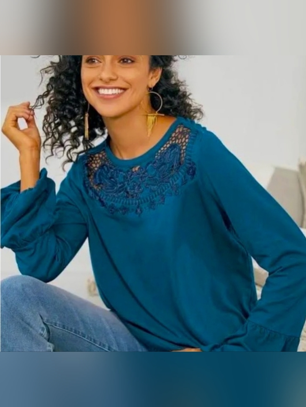 Soft Surroundings Bells Sleeve Talasa Top Size Large